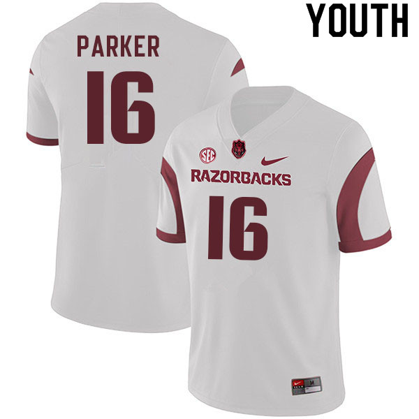 Youth #16 Keuan Parker Arkansas Razorbacks College Football Jerseys Sale-White